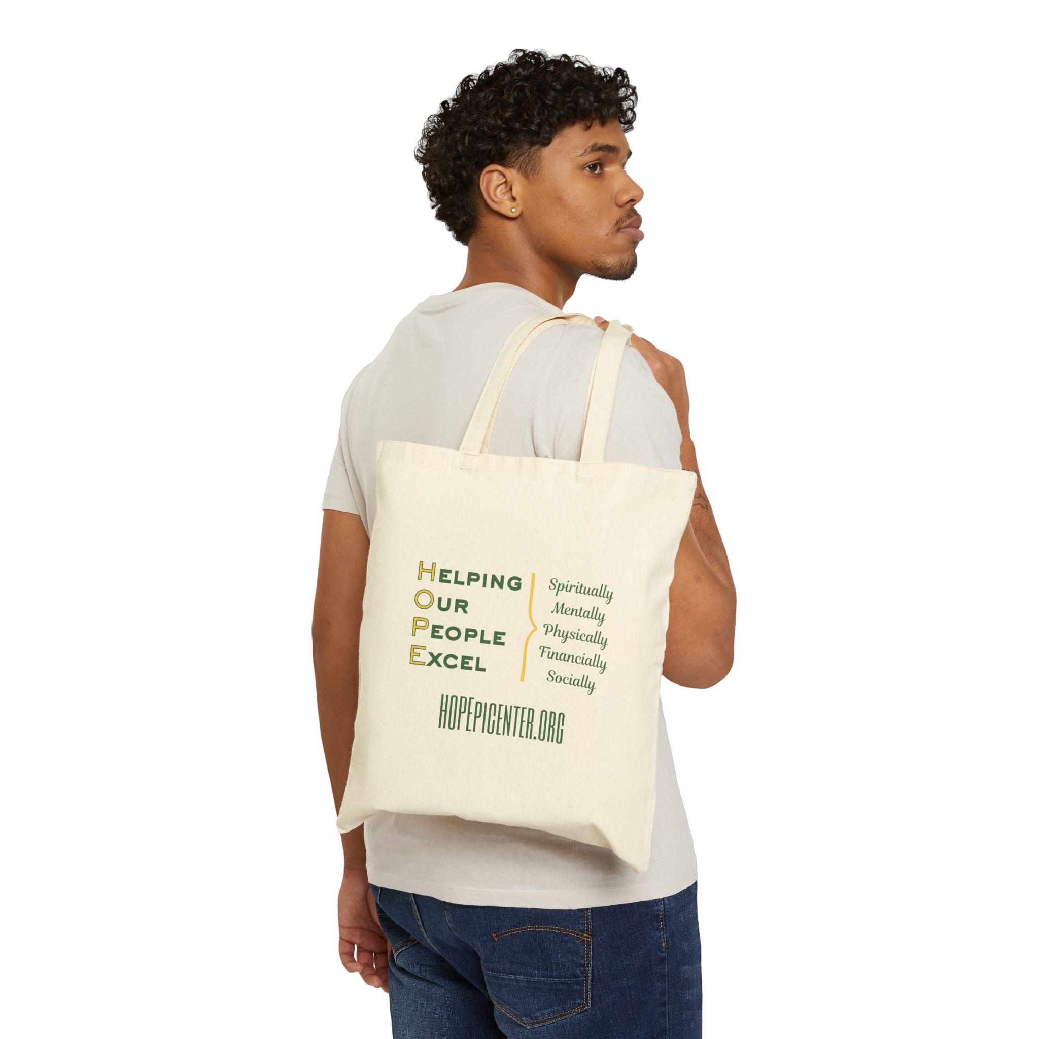 HOPE Essentials Canvas Tote — "Helping Our People Excel" Back Print Reusable Grocery & Church Bag - Image 4